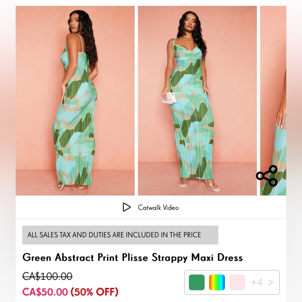Pretty Little Thing NWT! Gorgeous green abstract dress!
